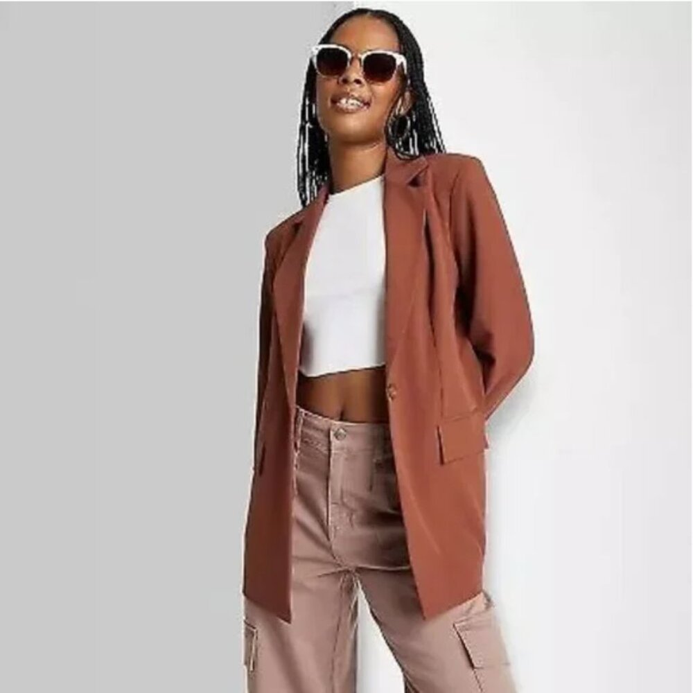 NWT Wild Fable Brown Single Button Blazer Size Large